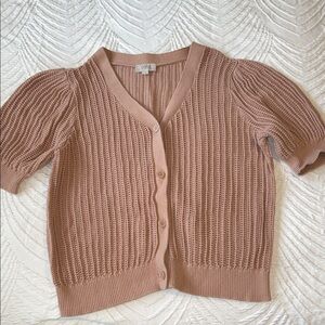 LOFT Puffed Short Sleeve Cardigan Sweater Top Size XL